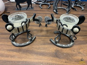 Spur & Horseshoe Candle Holders