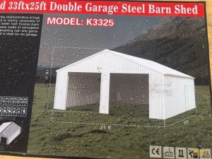 33' x 25' Double Garage Steel Shed