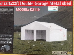 23' x 22' Double Garage Metal Shed