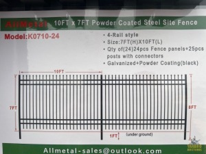 (24) Powder Coated Steel Fence Panels