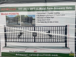 7' x 20' Metal Driveway Gate