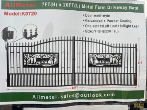 7' x 20' Metal Farm Driveway Gate