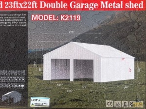 23' x 22' Double Garage Metal Shed