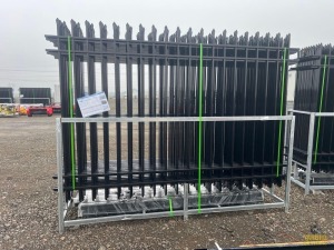 (20) Black Galvanized Powder Coated Steel Fence Panels