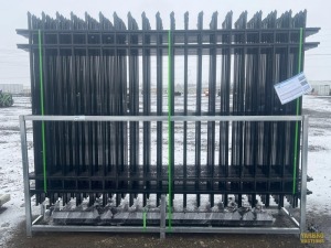 (20) Black Powder Coated Galvanized Steel Fence Panels