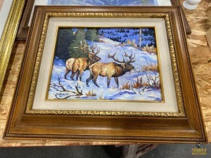 Winter Elk Painting by EW Berryhill