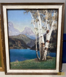 Lake Mountain Scene Painting by Olaf Nakling1929