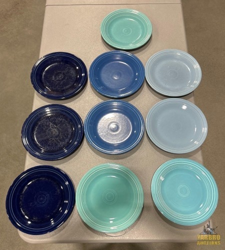 (10) Assorted Blue 10.5" Fiesta Dinner Plates