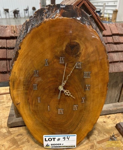 Wood Branch Slice Clock