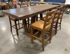 Tall Dining Table w/6 Leather Ladder Back Chairs - 2