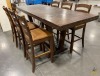 Tall Dining Table w/6 Leather Ladder Back Chairs - 3