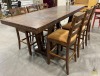 Tall Dining Table w/6 Leather Ladder Back Chairs - 4