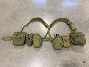 Antique Military Over Currier Utility Pouches W/ Canteen & First-Aid