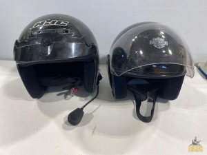 (2) 3/4 Shell Motorcycle Helmets