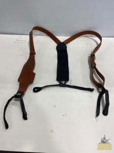 Antique Leather Cowboy Suspenders W/ Holster