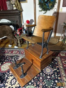 Antique Theater Chair on Stand w/ Feet Rests