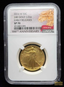 2016-W 24K Gold Walking Liberty Half Dollar Early Release