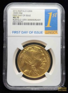 2016 Gold Buffalo $50 Dollar First Day of Issue