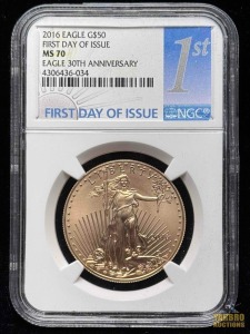 2016 Gold American Eagle $50 DollarFirst Day of Issue