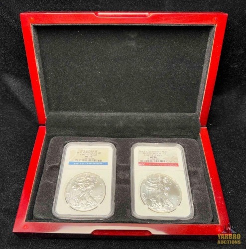 (2) 2011- S American Eagle Silver Dollar Coin Set