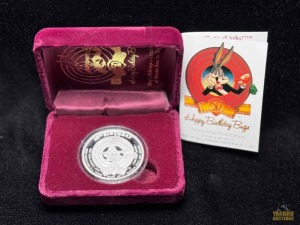 1990 50 Happy Birthday Bug 1oz Silver Porky Pig Coin