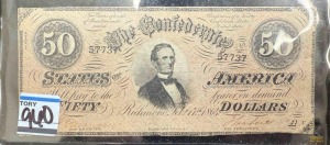 1864 Confederate $50 Dollar Note