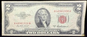 (25) 1953 Red Seal $2 Dollar Federal Reserve Notes