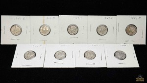 (9) 1943-1994 Mercury Dimes