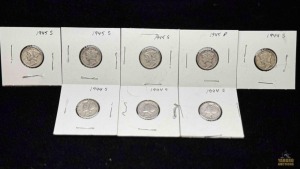 (8) 1944 - 1945 Mercury Dimes