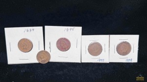 (5) Indian Head Pennies