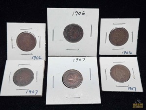 (6) Indian Head Pennies