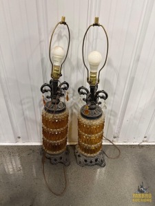 2- Ornate Glass Table Lamps