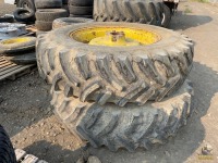 (2) 18.4x38 Tractor Rear Tires w/Rims & Hubs