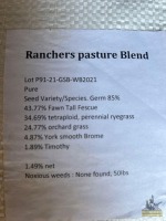 (5) 50# Bags Ranchers Pasture Blend Seed