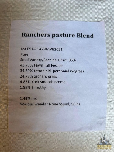 (5) 50# Bags Ranchers Blend Pasture Seed