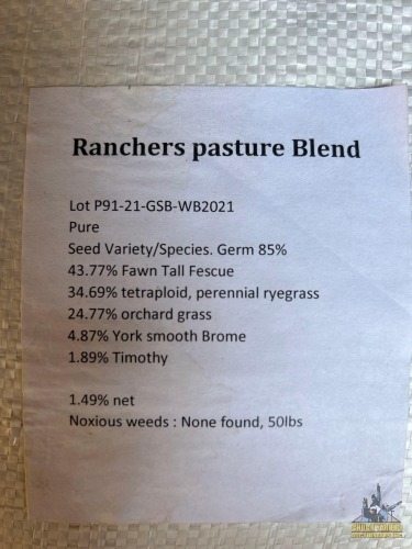 (5) 50# Bags Ranchers Blend Pasture Seed