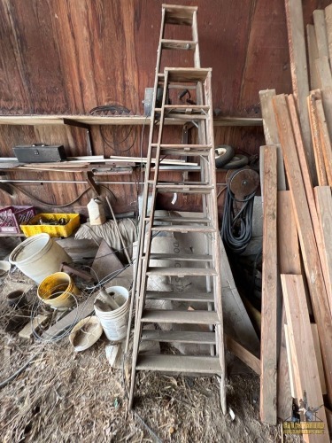 2-Wooden Folding Ladders-OFFSITE