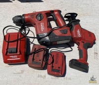 Hilti 21.6V Rotary Hammer, Charger, 3- Batteries, Recip Saw