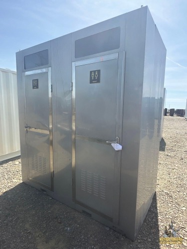 2-Stall Aluminum Portable Toilet