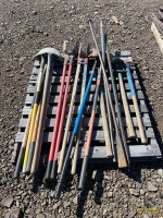 Assorted Shovels, Picks, Post Hole Diggers