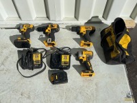 Assorted 20v DeWalt Drills W/ Chargers & Bag