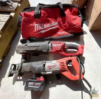 Milwaukee Cordless Power Tools (Sawzall / Right Angle Drill) W/Bag & Battery